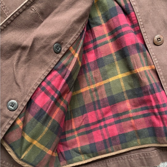L.L. Bean Vintage Women’s Chocolate Brown Barn Field Jacket Green Corduroy Trim - Picture 4 of 7